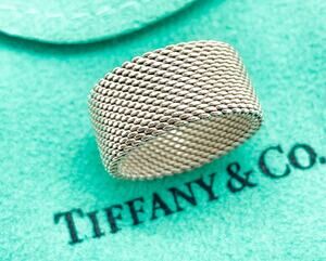 Tiffany & Co. Firm Somerset Mesh Ring Sterling Silver Size 5.5